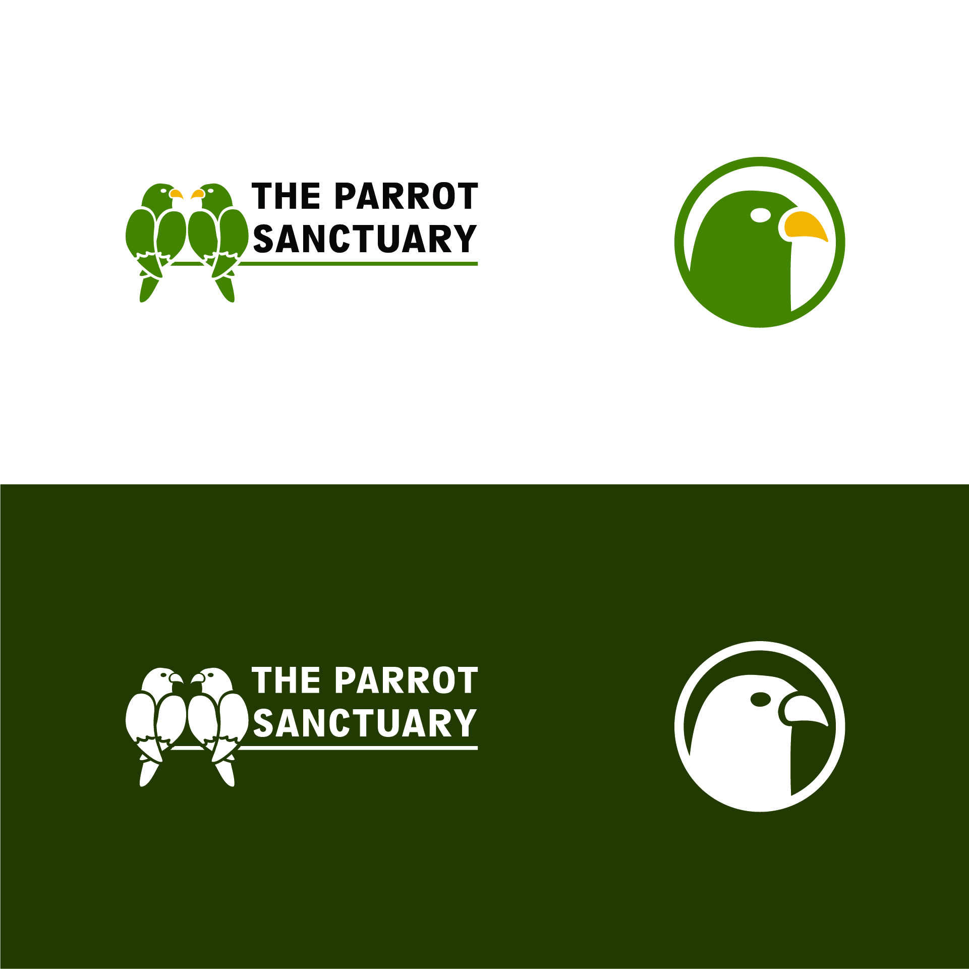 The Parrot Sanctuary logo variations